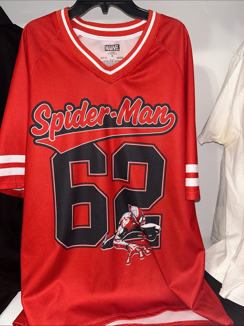 Marvel Spider-Man Red and Black Athletic Jersey Shirt